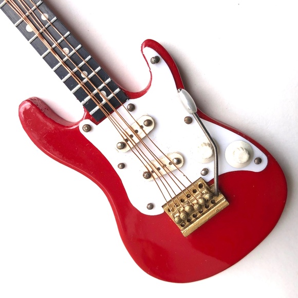 Mini Electric Guitar Fender Instrument Hanging Ornament Red Broadway Gifts music - Picture 5 of 13